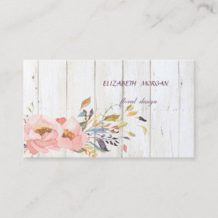 Carte De Visite Fleur de style aquarelle rustique moderne sur text