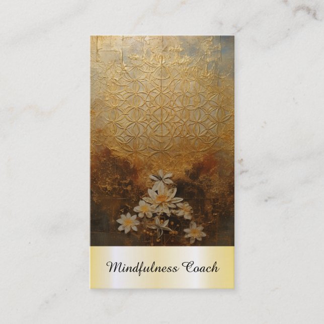 Carte De Visite *~* Fleur de vie AP92 Sacred Reiki Yoga Gold (Devant)