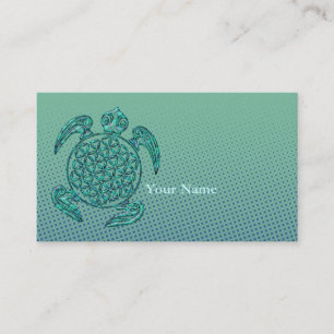 Carte De Visite Fleur de vie / Blume des Lebens tortue turquoise