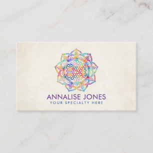 Carte De Visite Fleur de vie colorée à Lotus mandala