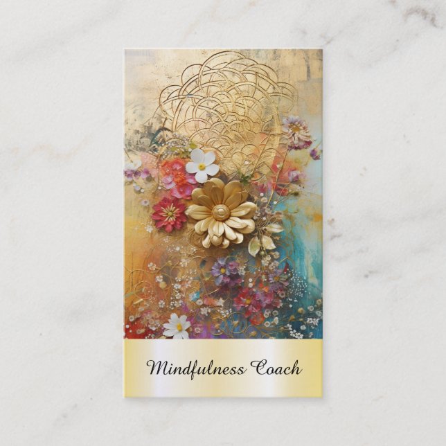 Carte De Visite *~* Fleur de vie QR AP92 Reiki Sacred Gold (Devant)