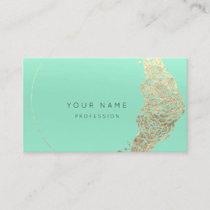 Carte De Visite Fleur d'or vert Mint Métal Botanique MInimal1