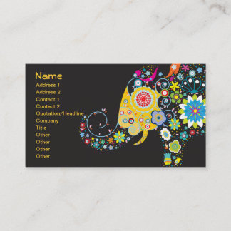 Carte De Visite Fleur Eléphant mignon Fille Floral Mode