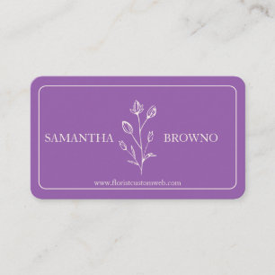 Carte De Visite Fleur encadrée violette beige