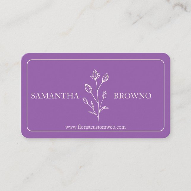 Carte De Visite Fleur encadrée violette beige (Devant)