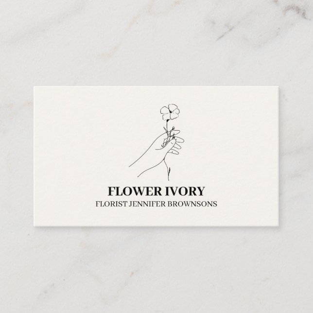Carte De Visite Fleur Feminine Événement ivoire Beige (Devant)