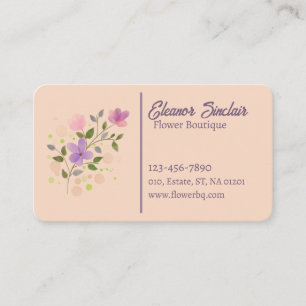 Carte De Visite Fleur féminisme esthétique crème violet Pastel