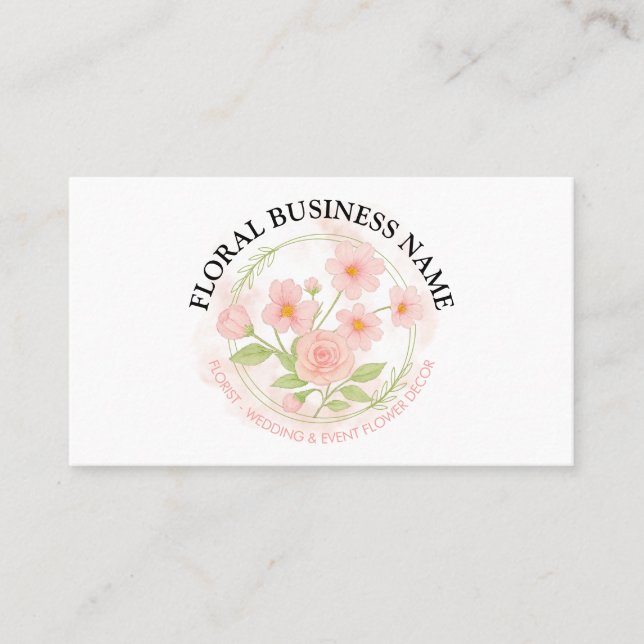 Carte De Visite Fleur Floral rose pâle (Devant)