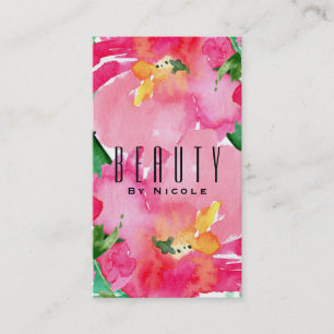 Carte De Visite Fleur Florale d'été Chic de Beauté à l'aquarelle r