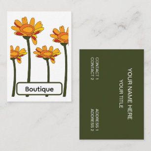 Carte De Visite Fleur Florale Orange Rouge Fantaisiste Boutique