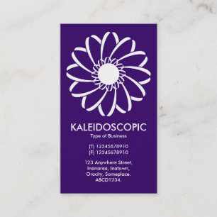 Carte De Visite Fleur géométrique 01 - Blanc sur violet profond