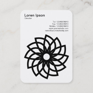Carte De Visite Fleur Géométrique 03 - Noir sur Blanc