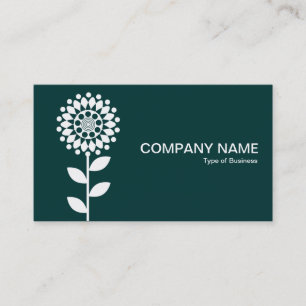 Carte De Visite Fleur géométrique - Blanc sur Vert foncé 003333