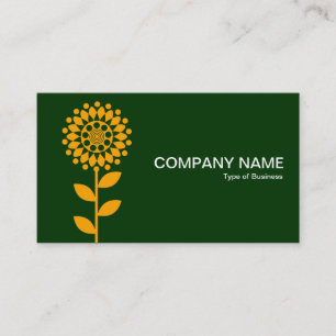 Carte De Visite Fleur géométrique - Orange jaune sur Vert Dk