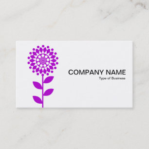 Carte De Visite Fleur géométrique - Violet sur blanc