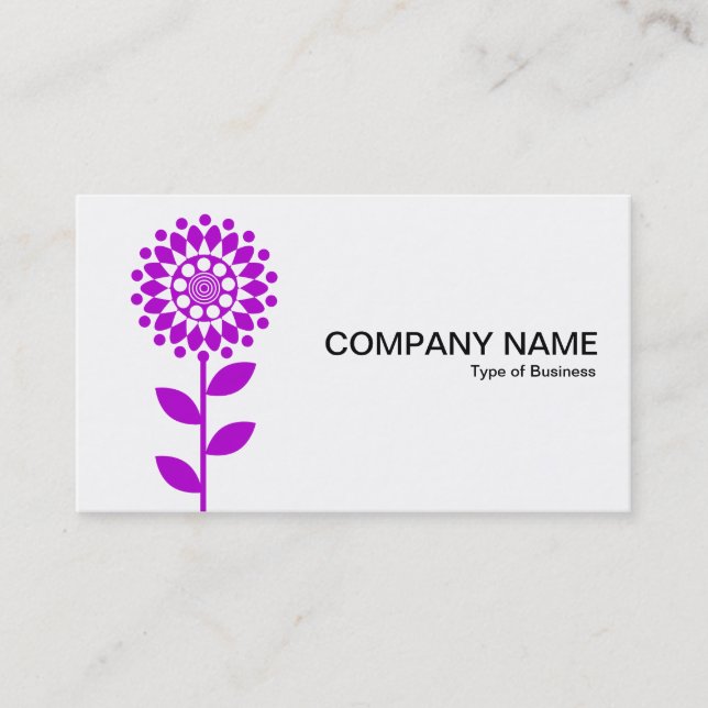 Carte De Visite Fleur géométrique - Violet sur blanc (Devant)