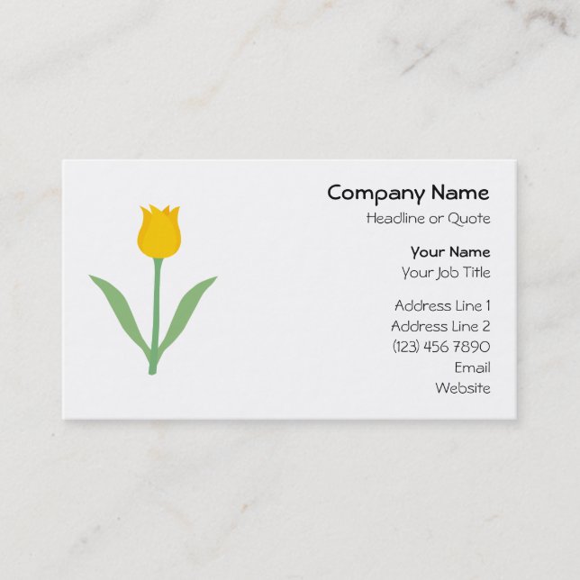 Carte De Visite Fleur jaune de tulipe (Devant)