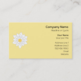 Carte De Visite Fleur Lily de l'eau. Blanc et Jaune. Style 2.