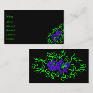Carte De Visite Fleur Lily violette sur noir