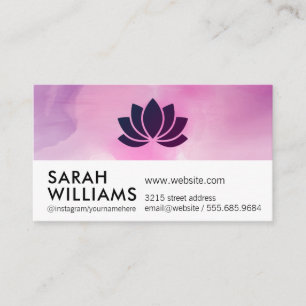 Carte De Visite Fleur Lotus   Aquarelle