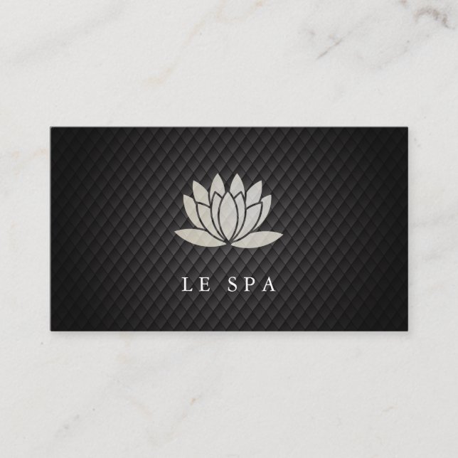 Carte De Visite Fleur Lotus | Carrelage noir (Devant)