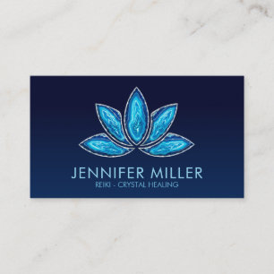 Carte De Visite Fleur Lotus - Géode Agate Bleu