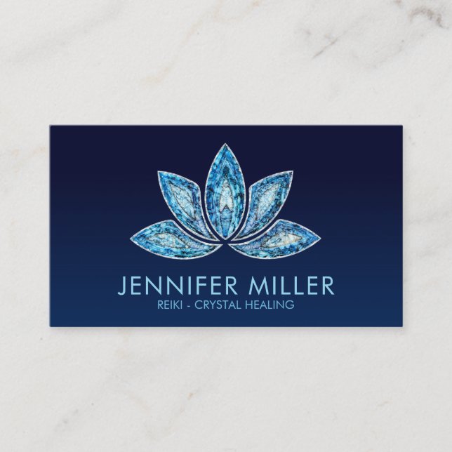 Carte De Visite Fleur Lotus - Géode de marbre bleu (Devant)