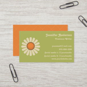 Carte De Visite Fleur marguerite sur Green Retro