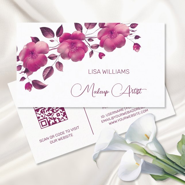 Carte De Visite Fleur métallique rose brillant (Créateur téléchargé)