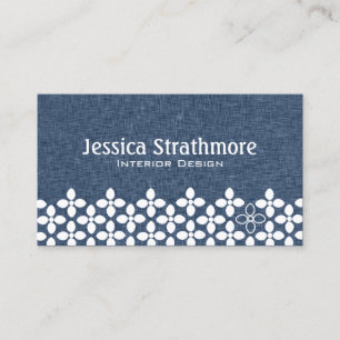 Carte De Visite Fleur moderne bleu marine et blanc