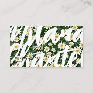 Carte De Visite Fleur Moderne Bohème Blanche Verte Floriste Daisy