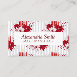 Carte De Visite Fleur moderne rouge et blanche de Poinsettia