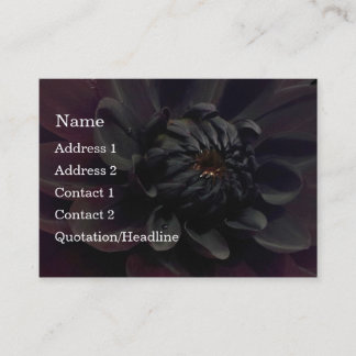 Carte De Visite Fleur noire florale moderne de dahlia