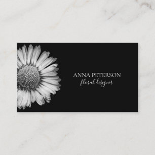 Carte De Visite Fleur noire simple élégante de marguerite blanch
