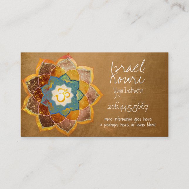 Carte De Visite Fleur Om doré Mandala Design Gold (Devant)