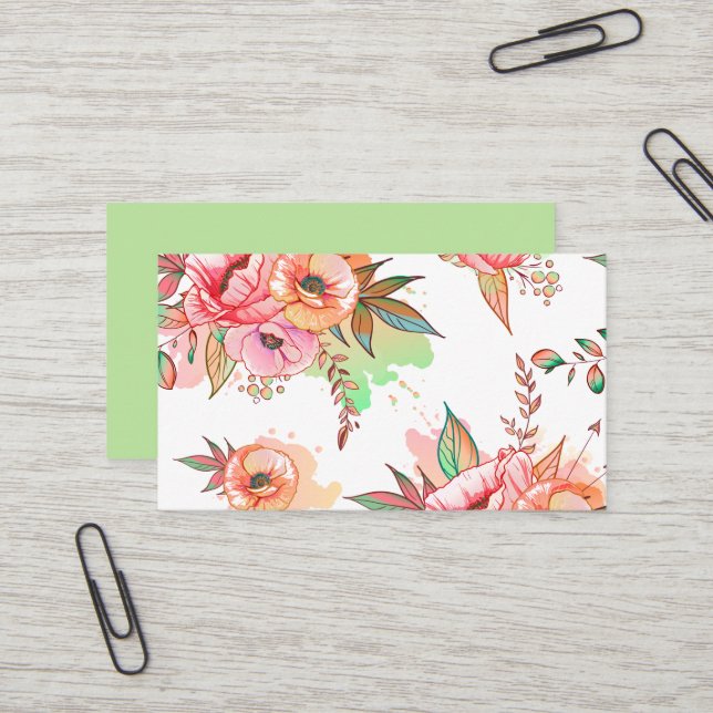 Carte De Visite fleur printanière (Devant/Arrière en situation)