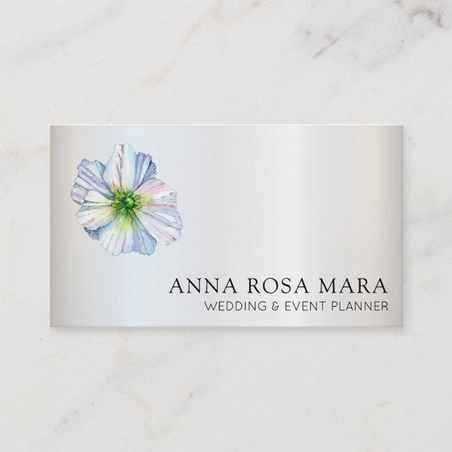 Carte De Visite *~* Fleur QR Arc-en-ciel blanc anémone florale (Devant)