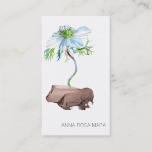 Carte De Visite *~* Fleur QR Floral Blanc Anémonique Rose Or