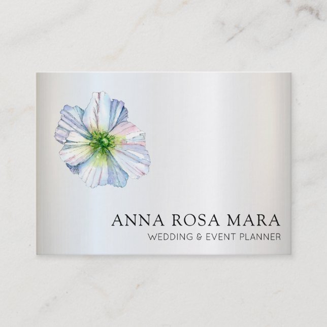 Carte De Visite *~* Fleur QR florale Anémone blanc arc-en-ciel (Devant)