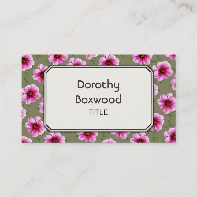 Carte De Visite Fleur rose botanique florale de jardin (Devant)