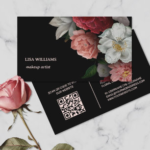 Carte De Visite Fleur Rose dessinée à la main noir