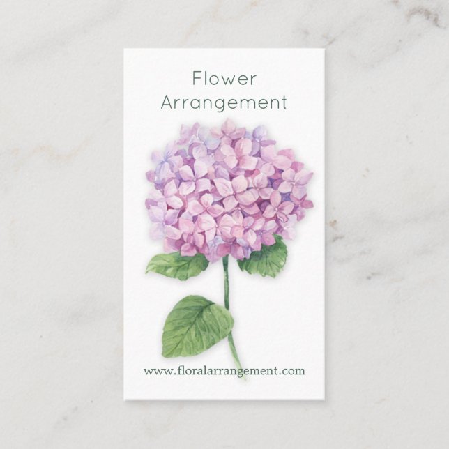 Carte De Visite Fleur rose d'hortensia d'aquarelle (Devant)