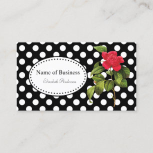 Carte De Visite Fleur Rouge à Points Noirs