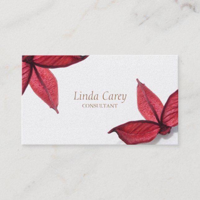 Carte De Visite Fleur rouge automne élégant (Devant)