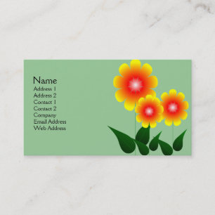 Carte De Visite Fleur rouge et jaune