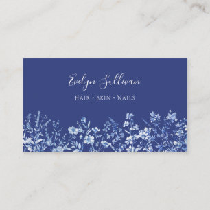 Carte de visite fleur sauvage bleu Indigo