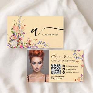 Carte De Visite Fleur sauvage chic maquillage cheveux photo initia
