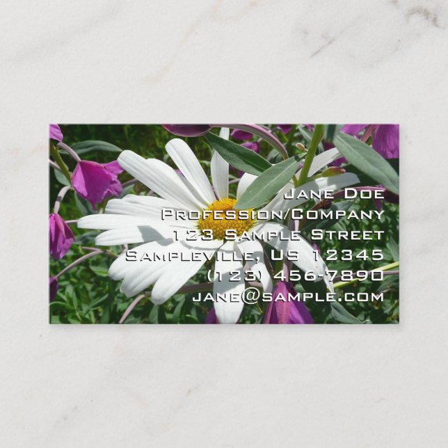 Carte De Visite Fleur sauvage Daisy et Fireweed (Devant)