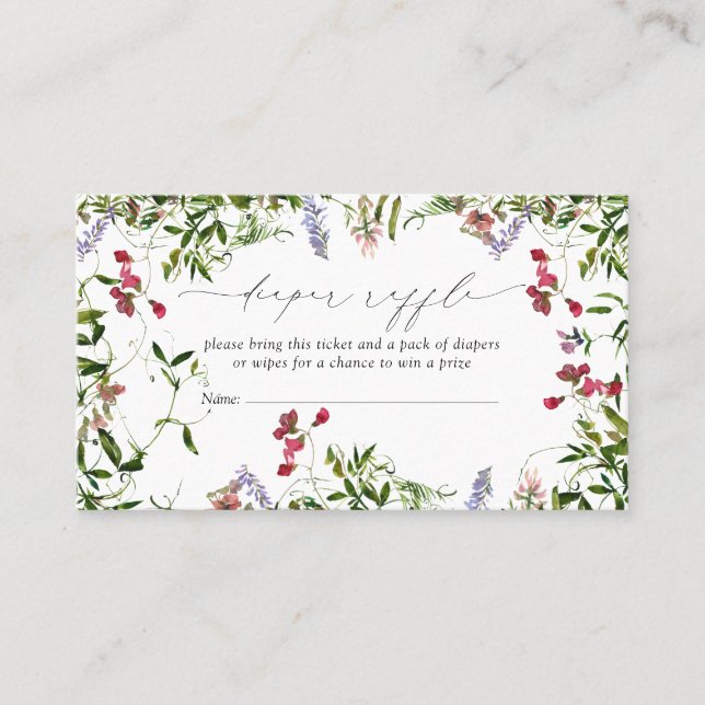 Carte De Visite Fleur sauvage d'été Baby shower Déchets Raffle (Devant)