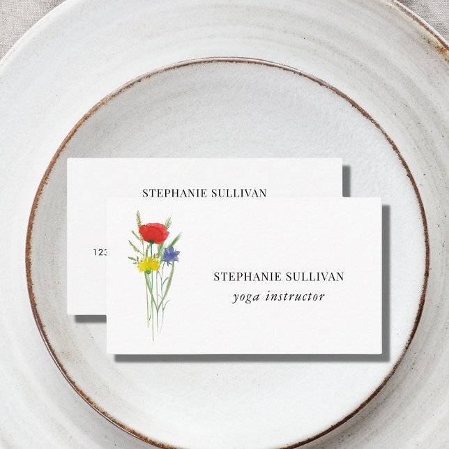 Carte De Visite Fleur sauvage d'instructeur de yoga (Créateur téléchargé)